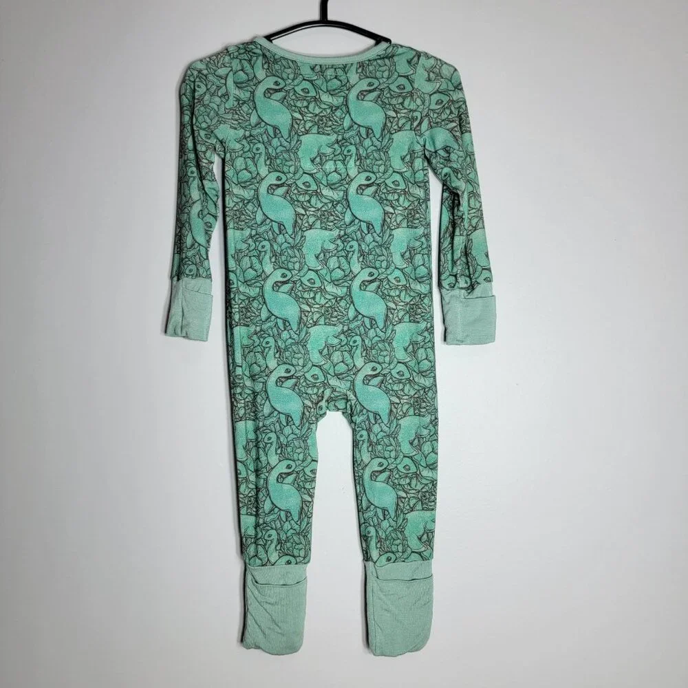 Newblette Attire Bamboo Lockness Monster Convertible Zip Romper‎ 0-3m Pajamas
